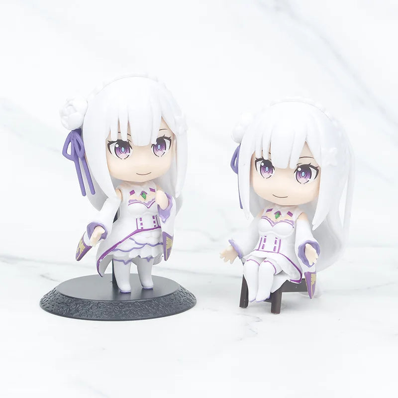 6pcs/set Re:life in a different world from zero Ram Rem Emilia Cute  Figure Toys for Girls