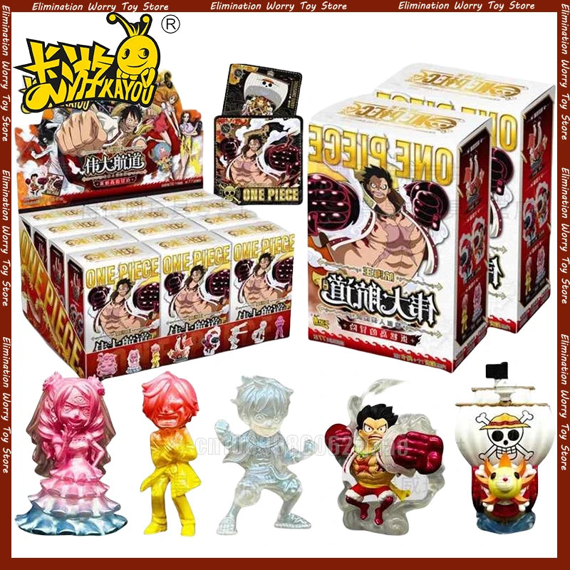 Original Kayou One Piece Series Mini Rubber Doll Model Rare Card Figure Anime Hobby Gift Toy Blind Box Big Hidden Luffy Xp Card