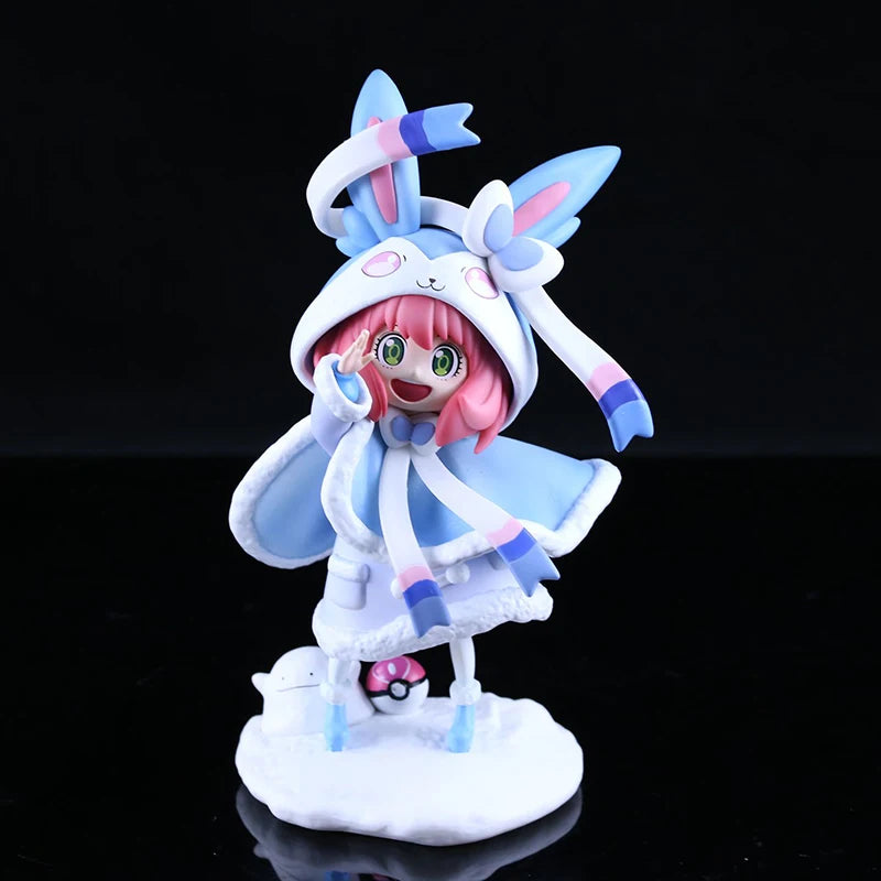 19cm Spy Family Anya Forger Cos Sylveon Fairy Type Eevee Anime Action Figures Model Doll Collection Ornament Decorate Statue Toy