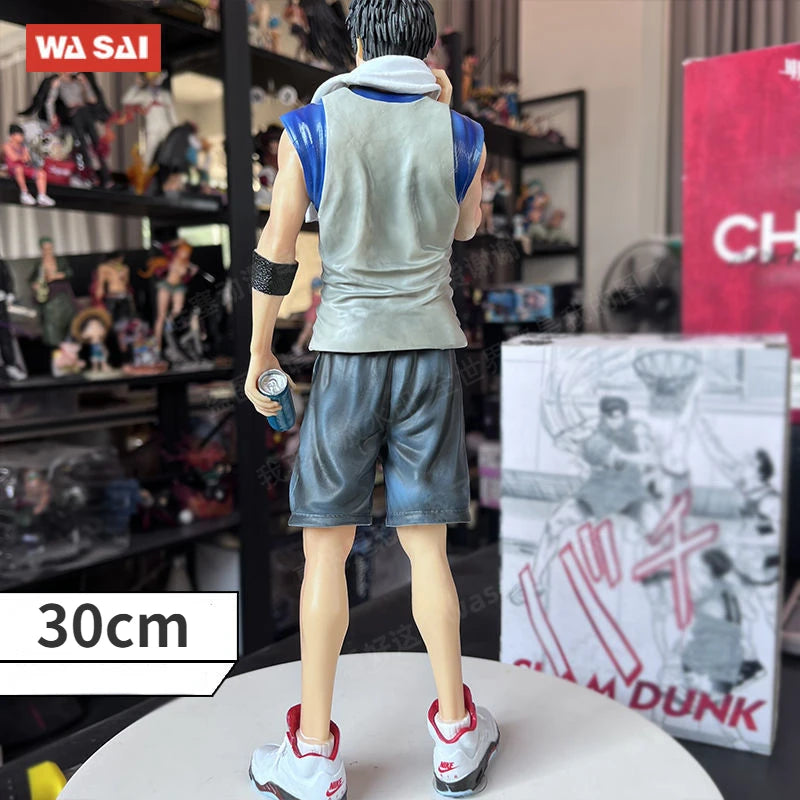 2022 New Anime SLAM DUNK 30cm Kaede Rukawa Anime Action Figure Bath Wipe Sweat Take Kettle Figure Model Doll Collection Toys