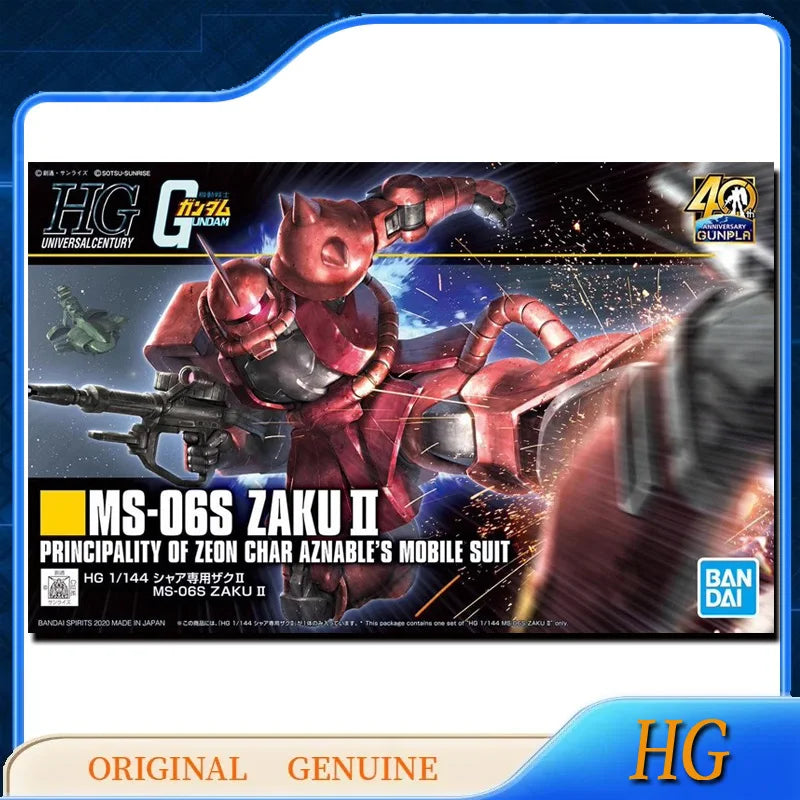 Bandai Original Genuine HG GUNDAM MS-06S ZAKU 2 Red Comet Ver. Anime Action Figures Toys for Kids Gift Assembly Model Ornaments