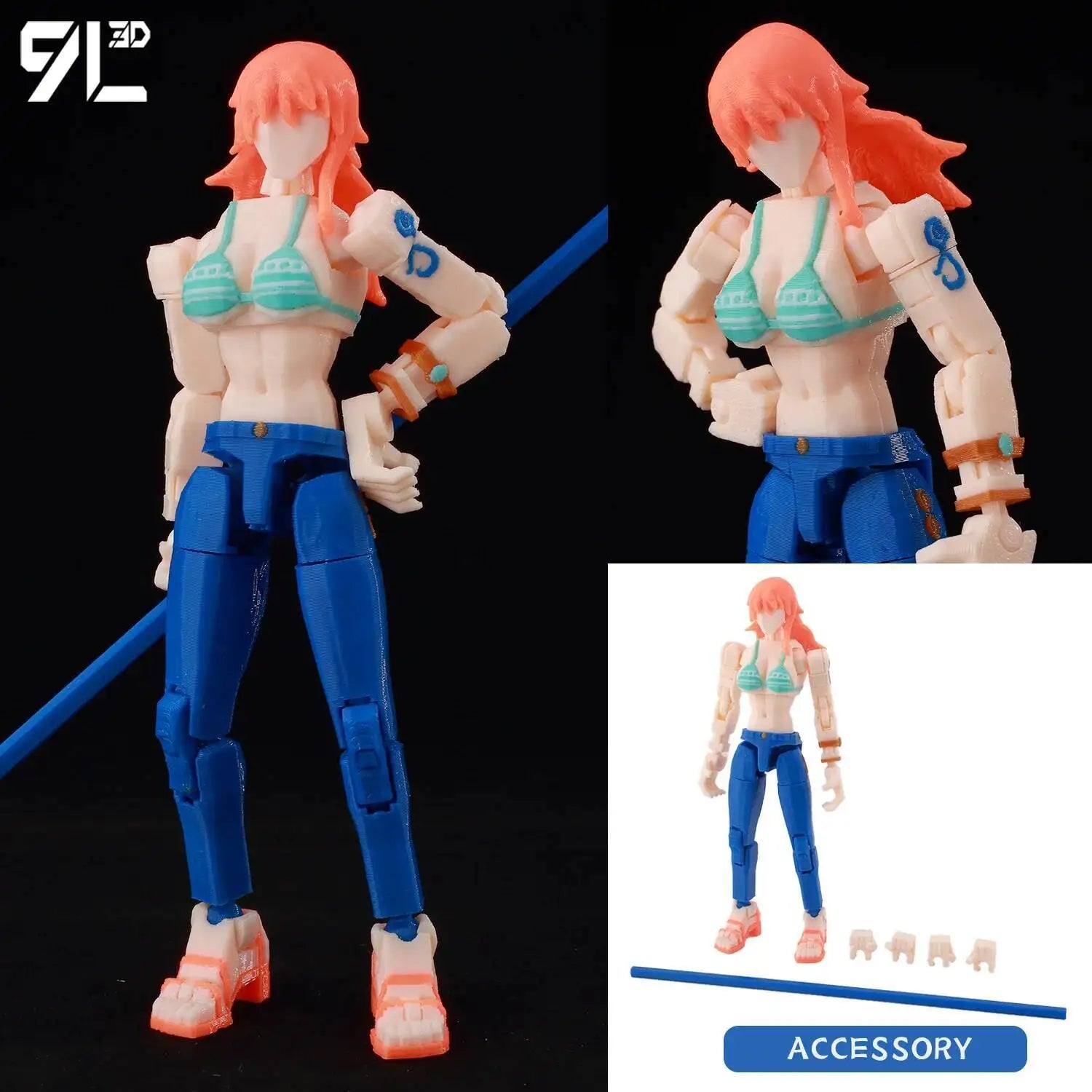 9L3D Printed Anime One Piece Naruto Demon Slayer Dummy13 Lucky T13 Movable Shapeshift Action Figures Mannequin Toys Collectors