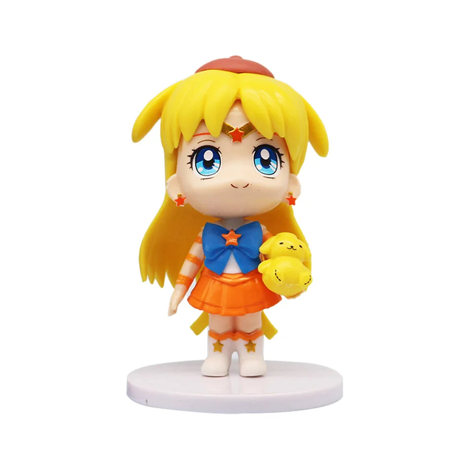 6 PCS/Set Pretty Guardian Sailor Moon 7cm Anime Figure Tsukino Usagi Chibiusa Hino Rei Kino Makoto Figurine Kids Toy