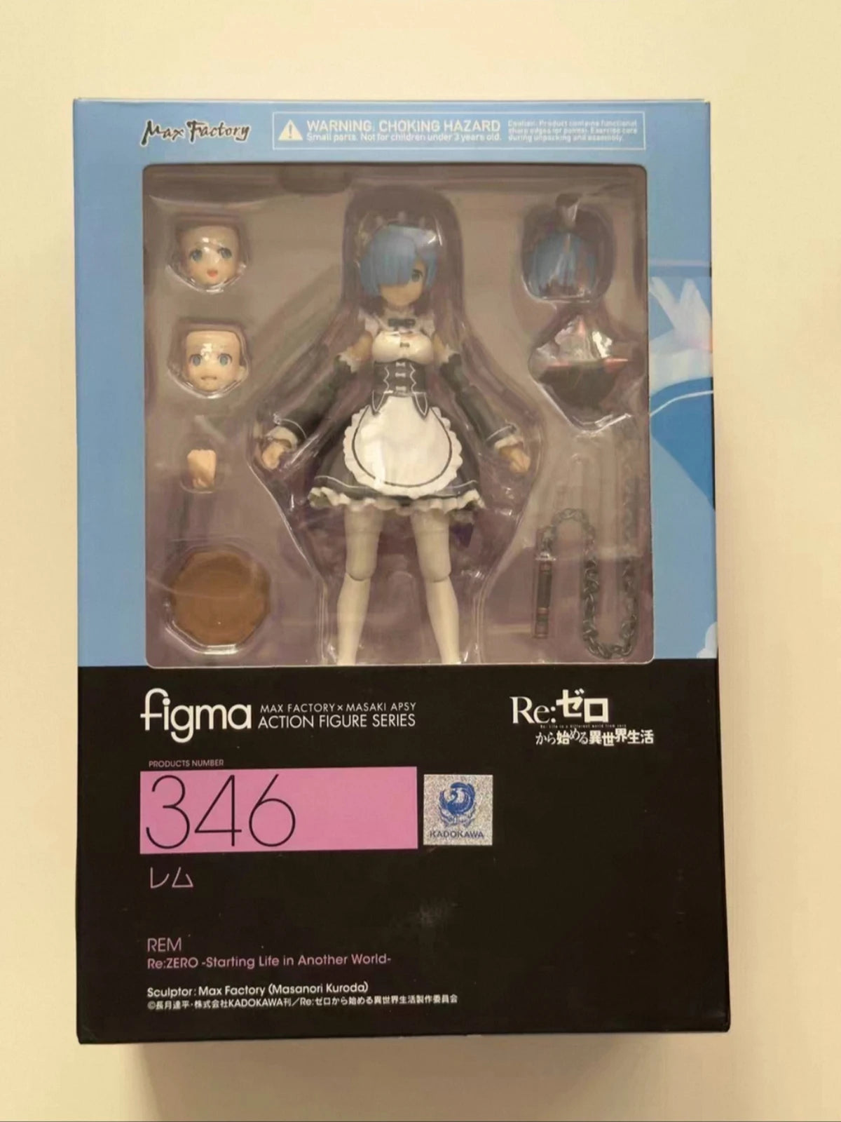 Original Genuine Max Factory Action/Dolls Figma (#346) Re:Zero Kara Hajimeru Isekai Seikatsu Rem H=130mm Anime Action Figure