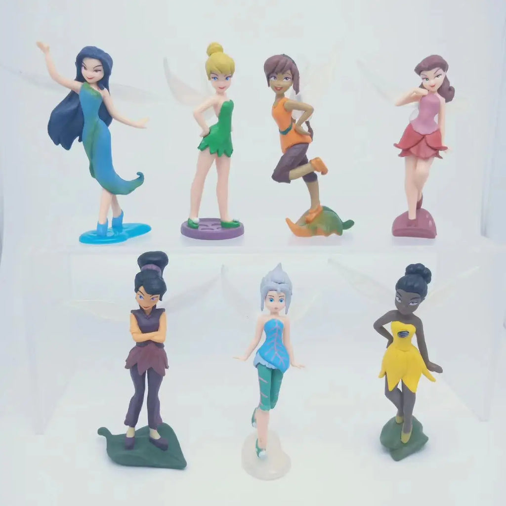 7pcs/Set Princess Tinkerbells Mini Fairy Figure Toys Children Animation Cartoon Toys Girls Dolls Baby Toy Decorations Figure