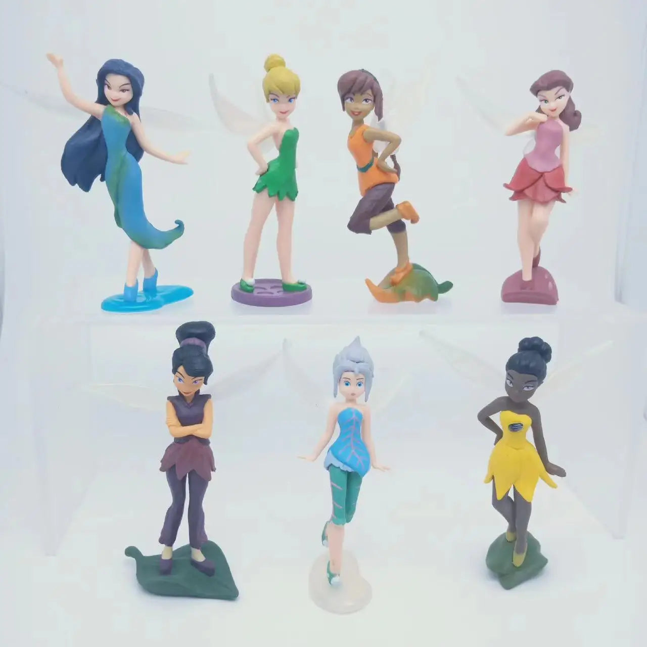 7pcs/Set Princess Tinkerbells Mini Fairy Figure Toys Children Animation Cartoon Toys Girls Dolls Baby Toy Decorations Figure