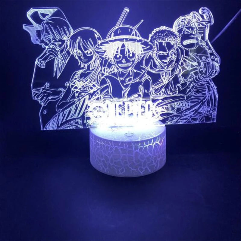One Piece Zoro Luffy Nami Anime Night Lights Action Figure 3D LED Color Changing Toys Doll Usopp Sanji Chopper Hancock Xmas Gift