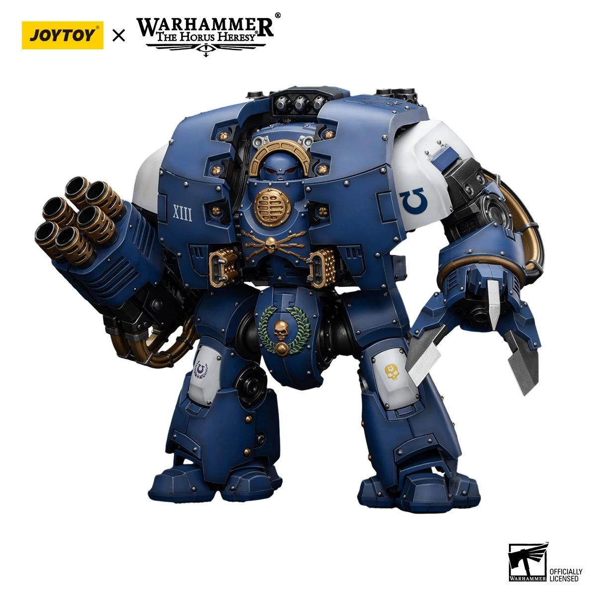 JOYTOY Warhammer 1/18 Action Figures Mecha 28.6cm Ultramarines Leviathan Dreadnought with Cyclonic Melta Lance and Siege Claw
