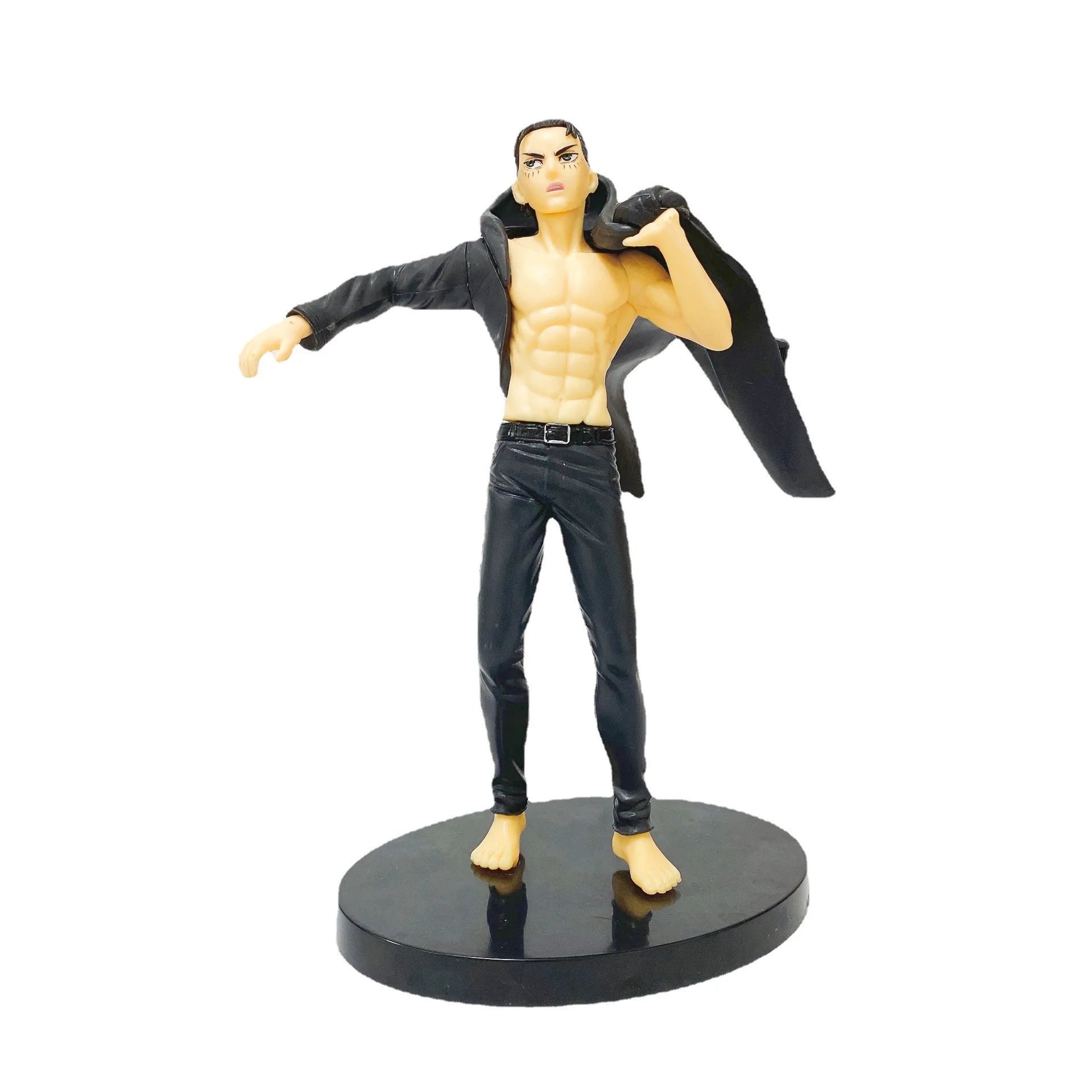 Anime Eren Jaeger Figure Final Season Black Cloak Dress Up Model Toy Anime PVC Action 185mm Figurine Toys Action Figure