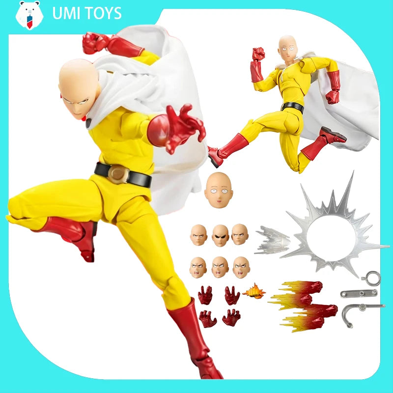 Kaiyodo One Punch Man Saitama Action Figures Amazing Yamaguchi Revoltech Saitama Collection Room Decora Desk Toys Halloween Gift