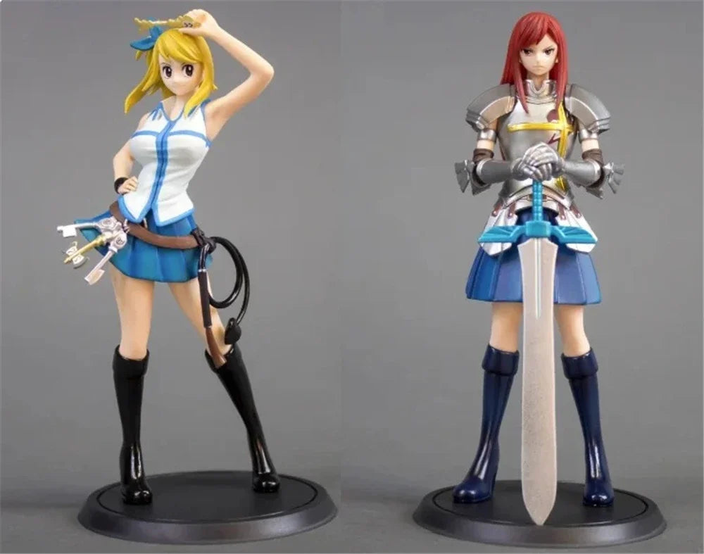 Anime Fairy Tail Lucy Heartfilia Gray Fullbuster Erza Scarlet Etherious Natsu Dragneel PVC Action Figures Statue Model Toys Doll