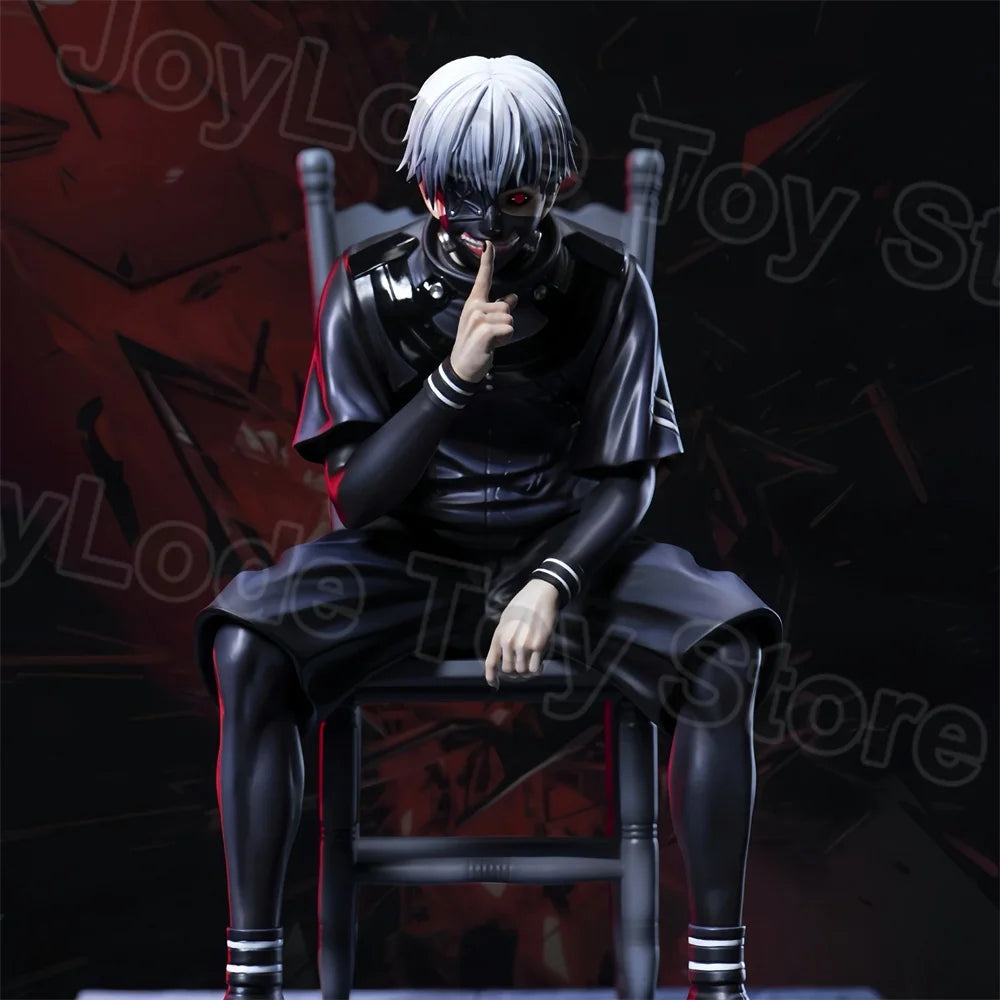 In Stock 19CM Ghoul Anime Figure Kaneki Ken Figurine Sitting Posture 2 Heads Arms PVC Statue Decor Collection Model Gift Toys
