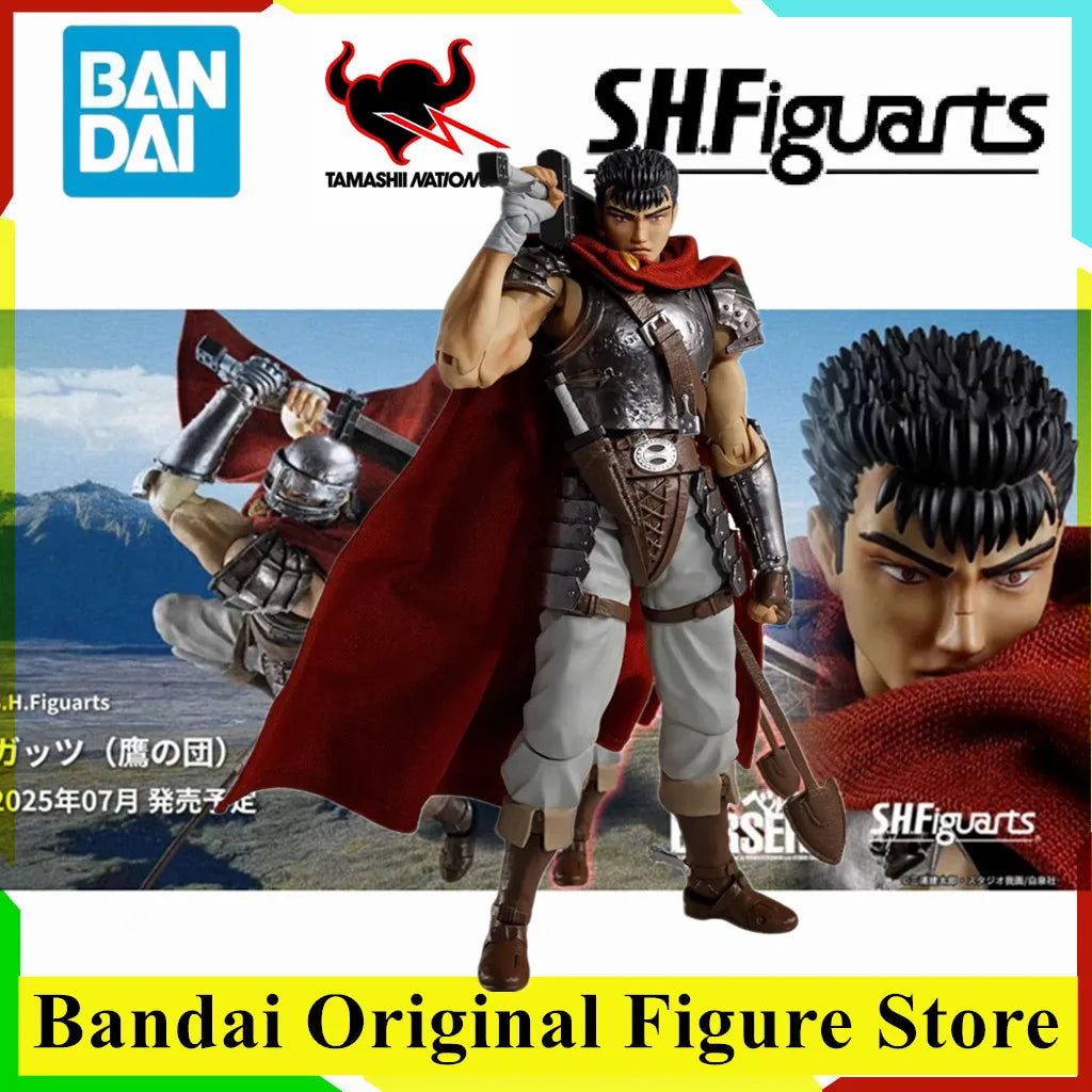 Original BANDAI S.H.Figuarts Berserk Guts Band of the Hawk Action Figure Toys PVC Model Collection Anime Joint Figurine Doll