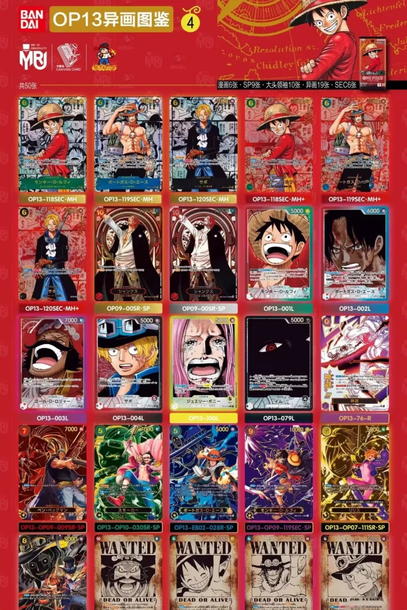 Bandai One Piece Anime TCG Collection Card Booster Box - the Will to Inherit Op13 Prb02 - Anime Themed Toy Gift for Birthday