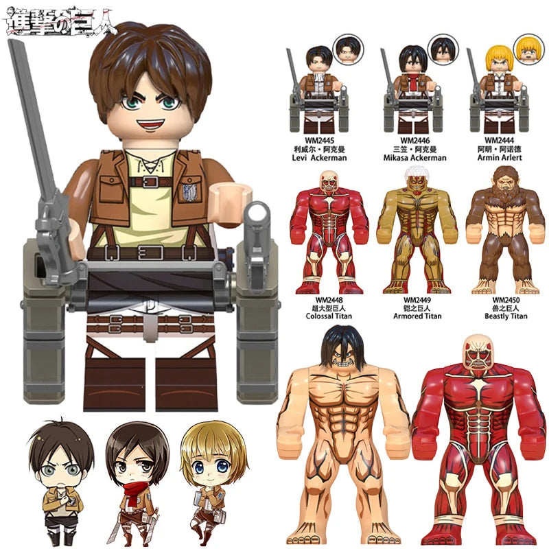 Attack on Titan Action Figure Toys for Boys Girls Eren Jaeger Model Ornament Mikasa Levi Ackerman Desktop Decor Birthdays Gifts