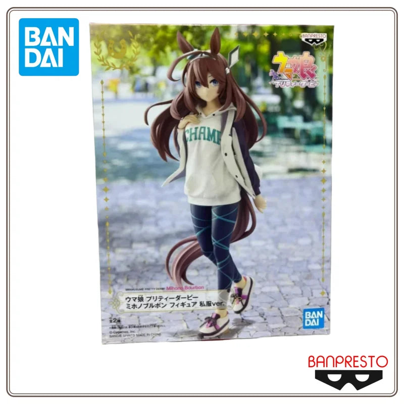 In Stock Bandai Banpresto Original Uma Musume Pretty Derby Mihono Bourbon Figure Casual Wear Version Decoration Figure 18Cm