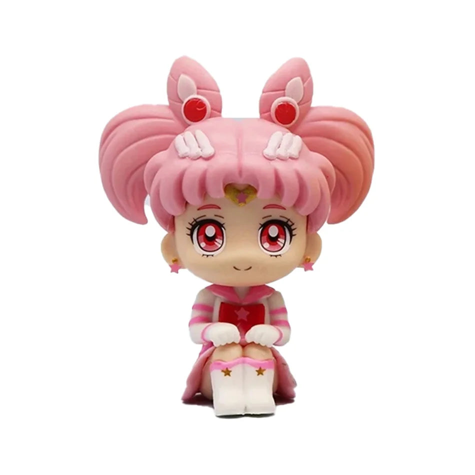 6 PCS/Set Pretty Guardian Sailor Moon 7cm Anime Figure Tsukino Usagi Chibiusa Hino Rei Kino Makoto Figurine Kids Toy