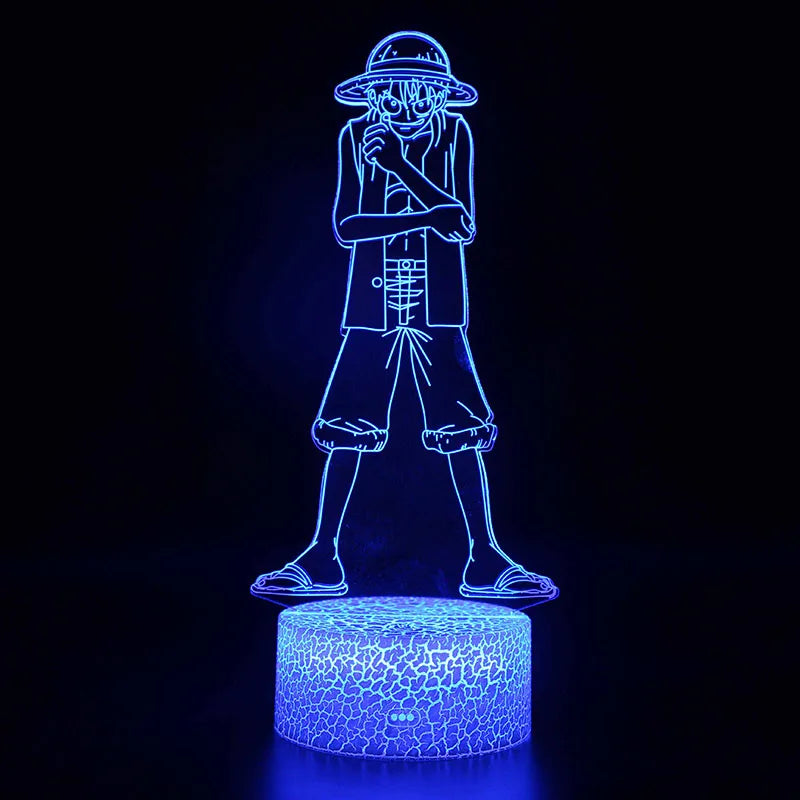 One Piece Zoro Luffy Nami Anime Night Lights Action Figure 3D LED Color Changing Toys Doll Usopp Sanji Chopper Hancock Xmas Gift