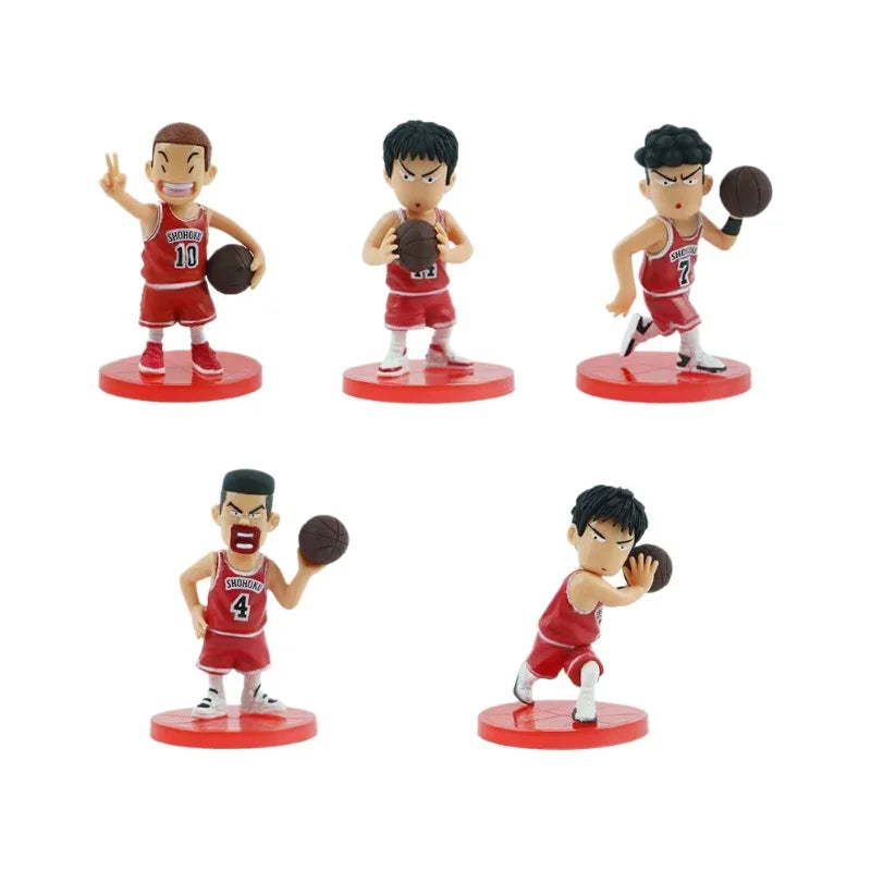5PCS Slam Dunk Q Edition Sakuragi Hanamichi Ryukawa Maple Shobei Basketball Team Doll Handmade Ornament Car Decoration Toys