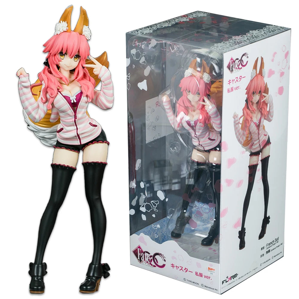 25CM Anime Fate/Extra CCC Tamamo no Mae Figure 1/7 Caster Plain Clothes ver Stand Model Toy Doll Action Figure Collection Gifts