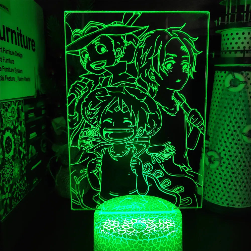 One Piece Zoro Luffy Nami Anime Night Lights Action Figure 3D LED Color Changing Toys Doll Usopp Sanji Chopper Hancock Xmas Gift