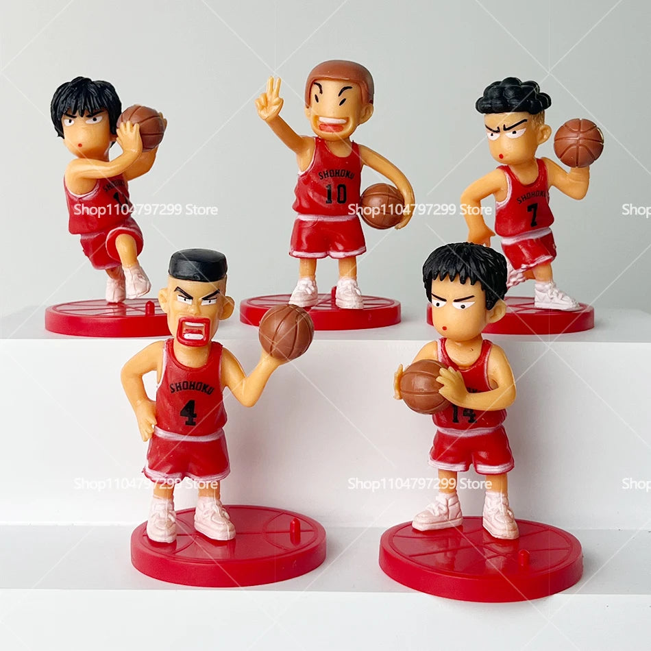 5PCS Slam Edition Sakuragi Hanamichi Ryukawa Maple Shobei Basketball Team Doll Handmade Ornament Car Decoration Toys