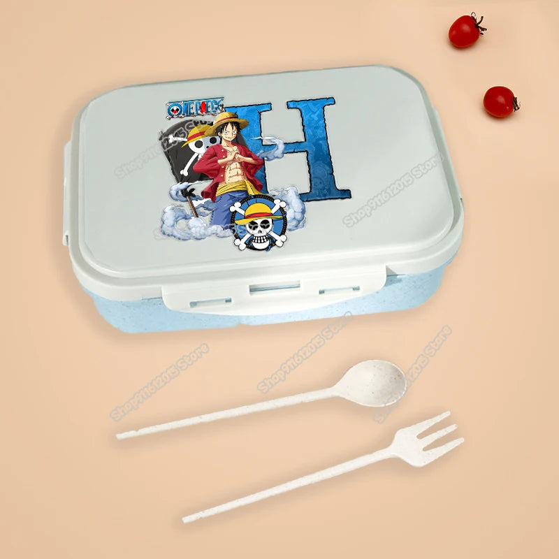 One Piece Luffy Letter Lunch Box Portable Kids Separated Bento Box Anime Cartoon Leakproof Food Container Microwave Dinnerware