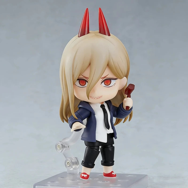 10cm Chainsaw Man Power Q Version Nendoroid Action Figure Interchangeable Face Anime Figure PVC Model Toy With Stand Decor Gift