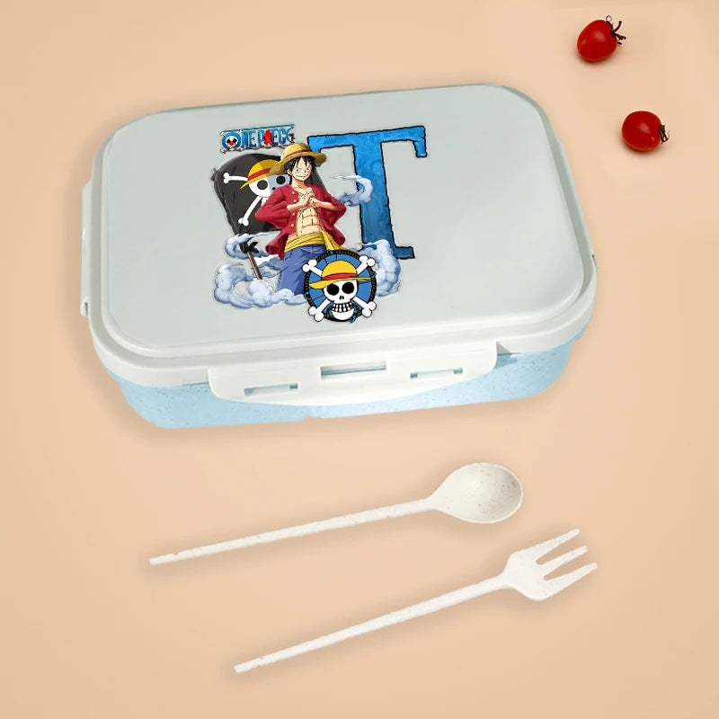One Piece Luffy Letter Lunch Box Portable Kids Separated Bento Box Anime Cartoon Leakproof Food Container Microwave Dinnerware
