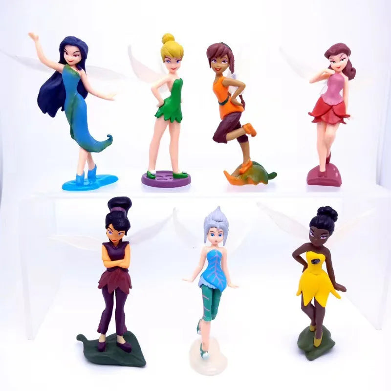 7pcs/Set Princess Tinkerbells Mini Fairy Figure Toys Children Animation Cartoon Toys Girls Dolls Baby Toy Decorations Figure