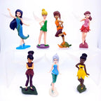 7pcs/Set Princess Tinkerbells Mini Fairy Figure Toys Children Animation Cartoon Toys Girls Dolls Baby Toy Decorations Figure