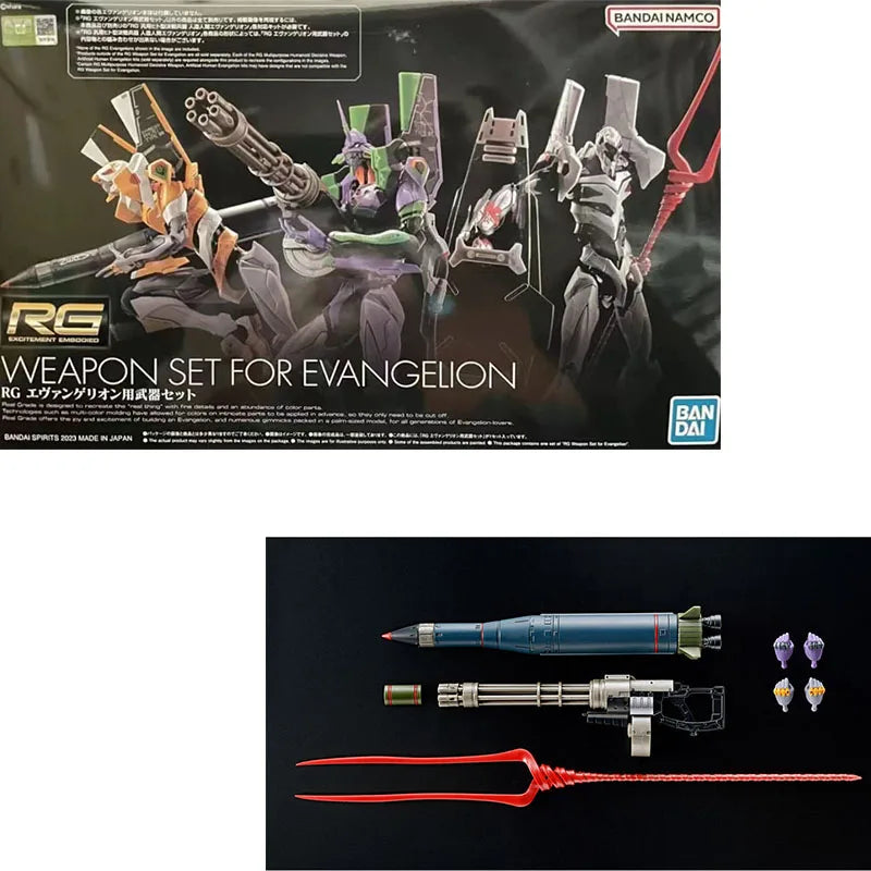 Bandai Genuine RG EVANGELION UNIT-00/01/02/03/04/06/08a WEAPO SET Anime Action Figure Collectible Assembly Model Toys Children