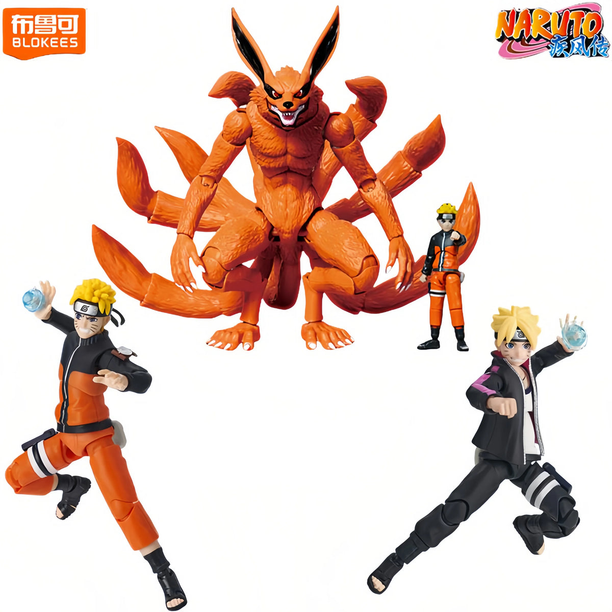 Blokees Naruto Action Figures Uzumaki Boruto Toys Uzumaki Naruto Kurama Assembly Model Champion Class Anime Ornaments Gift