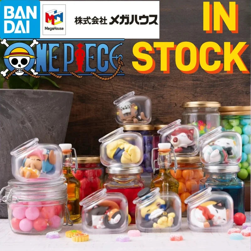 N Stock 100% Genuine Mh OnePiece Anime Figurine Pirate King Straw Hat Luffy Bottle Cat Goodnight Series Blind Box Cute Gift