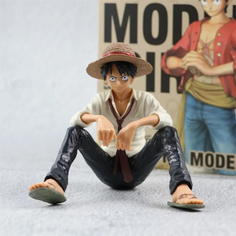 One Piece Anime Figure Toys Luffy Sitting Position Action PVC Figurine Model Collection Statue Doll Birthday Gifts For Kids