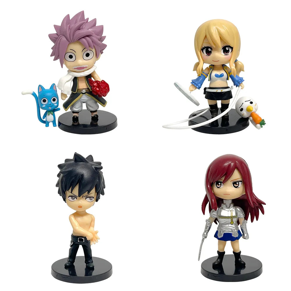 4pcs Set FAIRY TAIL Action Figure 10cm Lucy Natsu Dragion Gurei Soruju Gray Surge Cana Alberona PVC Model Anime Desk Decor