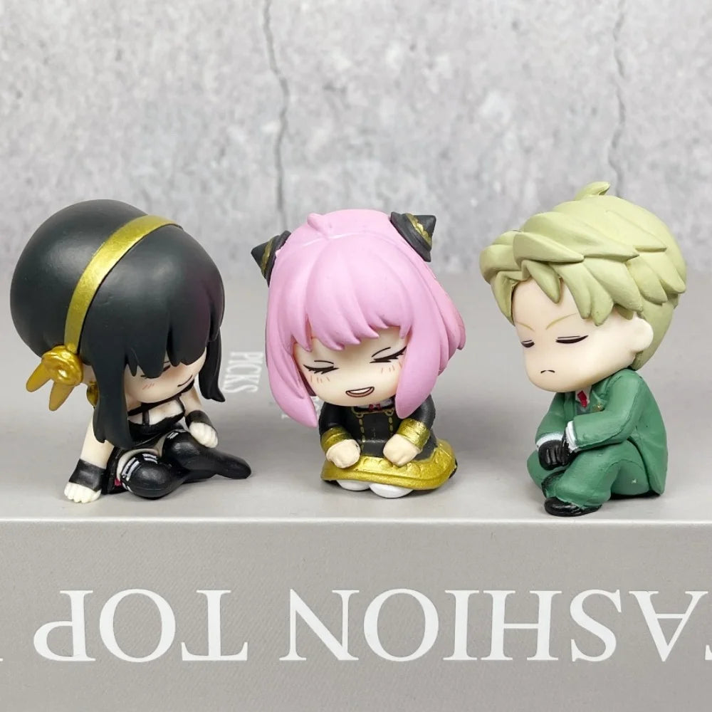 4pcs Cute SPY X FAMILY FigureSmall  Anya Sleeping Statues Anime Loid Forger Yor Figurine House Decoration Desk Accessories Gift