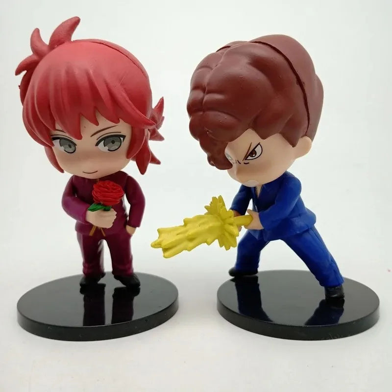 1Set Anime Figure YuYu Hakusho Yuusuke Urameshi Kurama Fleeting Shadow PVC Cute Q-version Model Children's Gift Toys 9-11CM