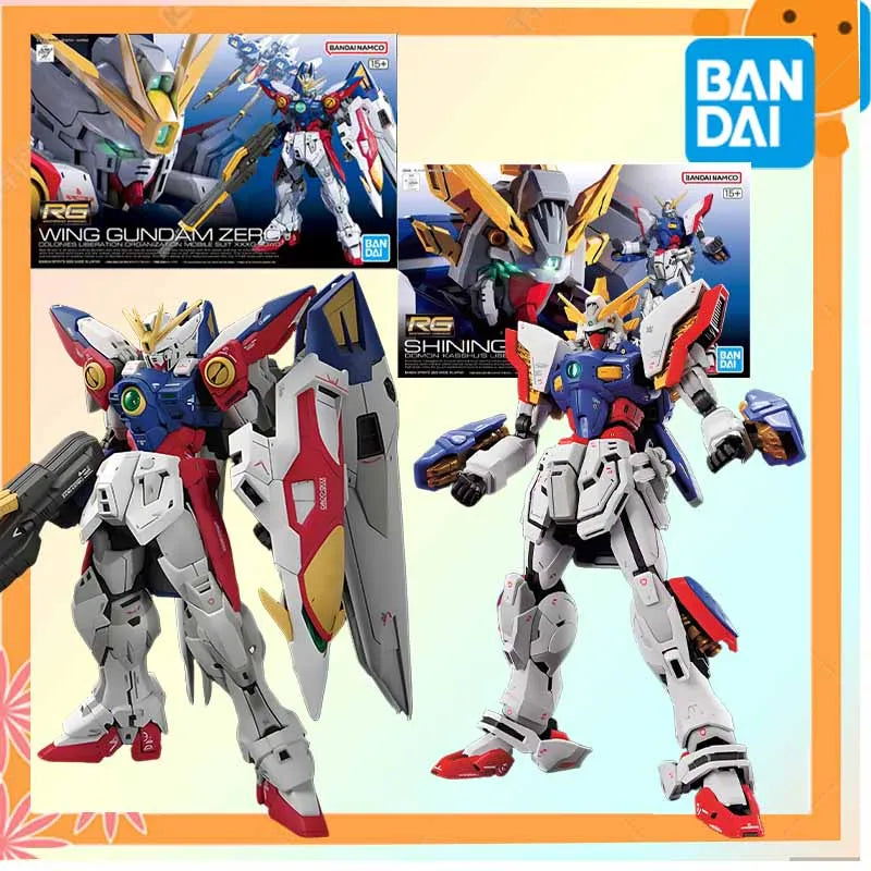 Bandai Original GUNDAM RG Series SHINING GUNDAM WING GUNDAM ZERO Anime Action Figure Assembly Model Toys Collectible Model