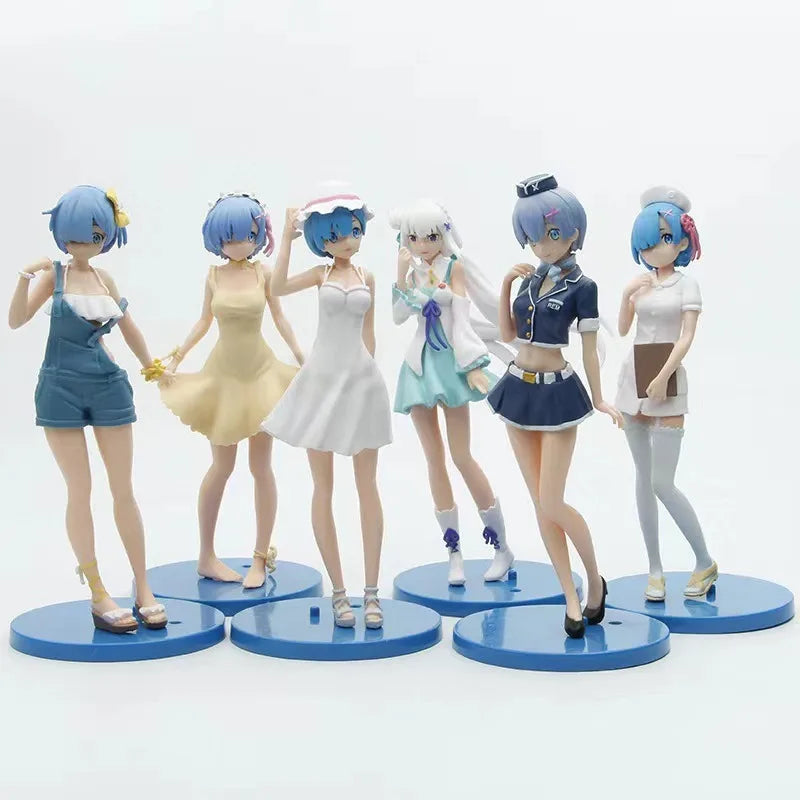 17cm Re:Life in a Different World From Zero Rem Ram Action Figure Toys Collection Christmas Gift Doll Emilia Nurse Uniform Model