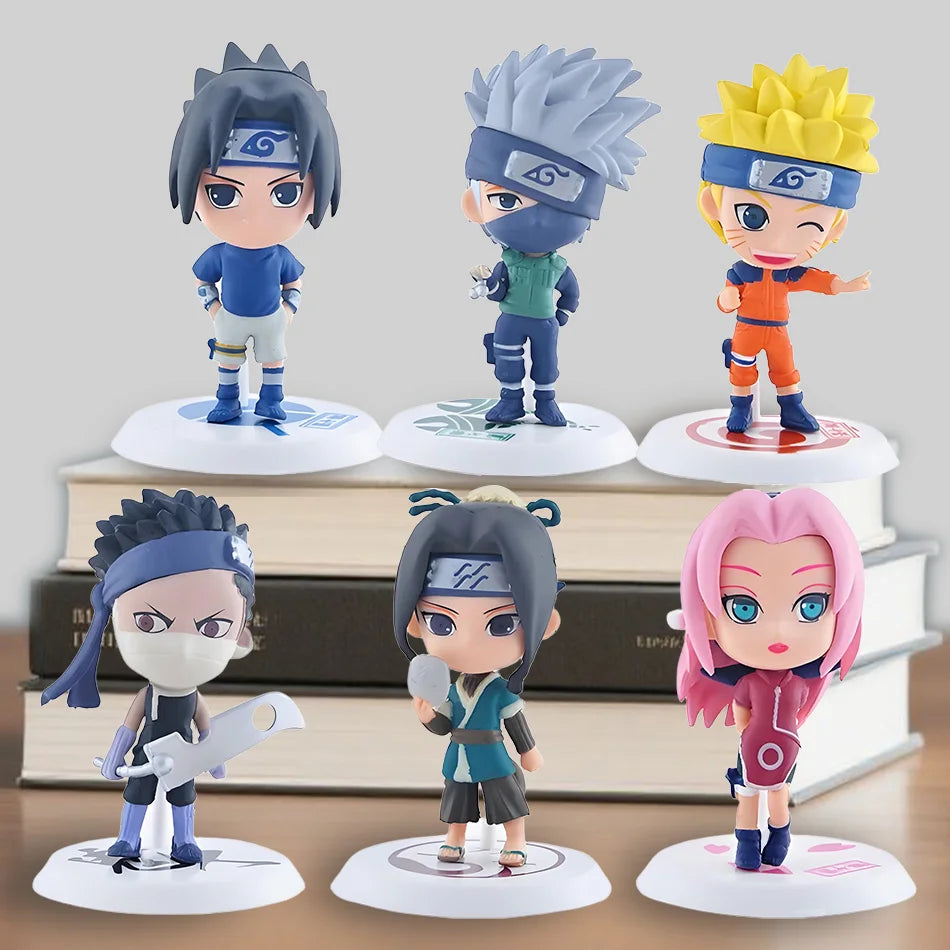 6 Pcs/Lot NARUTO Sasuke Gaara Uchiha Madara Figure 7-8cm 2 Style Personality Base Mini Figurines