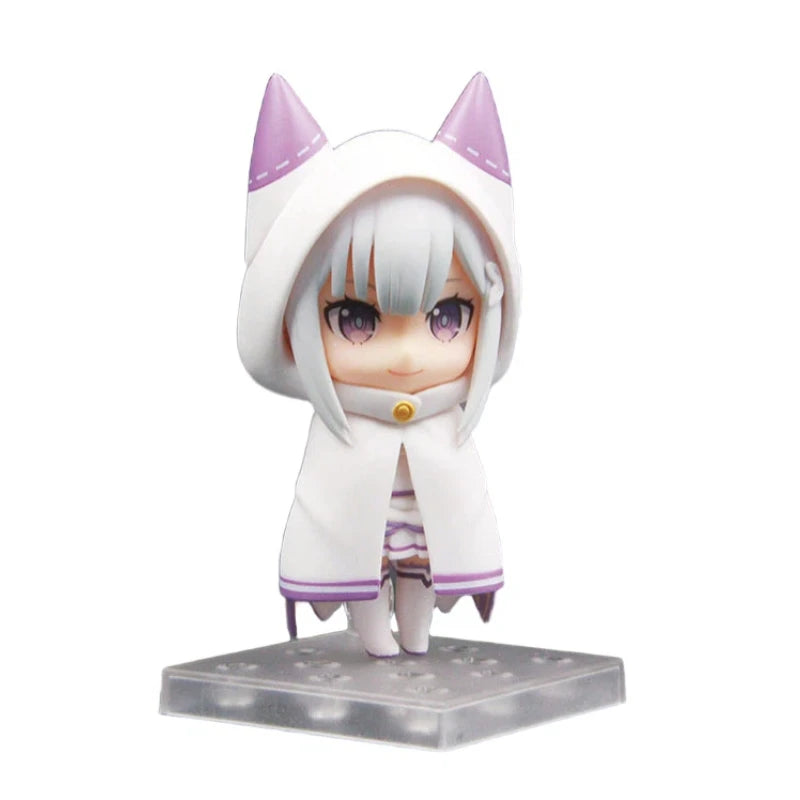 Re:Zero Emilia 751 Q Version Nendoroid Posable Anime Figure With Face Swap Toys Cute Doll Collectible Desktop Decoration Gifts