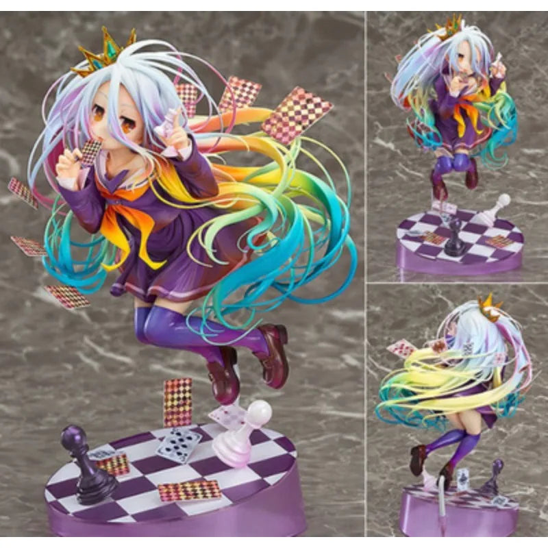 No Game No Life Shiro Figure 28cm PVC Anime Model Toy - Kamiya Yuu Artwork Collection Standing Poker Gift