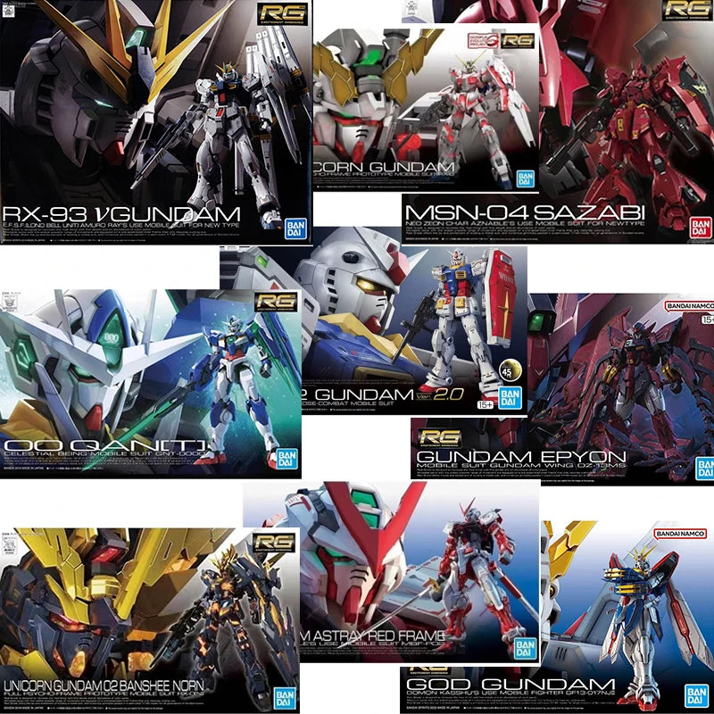 Fast Shipping Bandai RG RX-78-2 WING UNICORN GOD GUNDAM ASTRAY EXIA EPYON SAZABI Anime Original Model Toy Action Figure Children