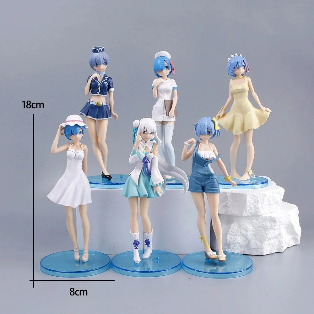 17cm Re:Life in a Different World From Zero Rem Ram Action Figure Toys Collection Christmas Gift Doll Emilia Nurse Uniform Model