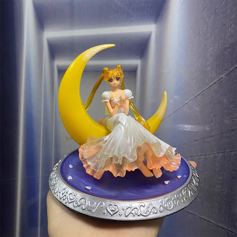 Sailor Moon Ornament Anime Surrounding Aesthetic Figure Model Glowing Night Light Room Desktop Decoration Cute Toy Children Gift
