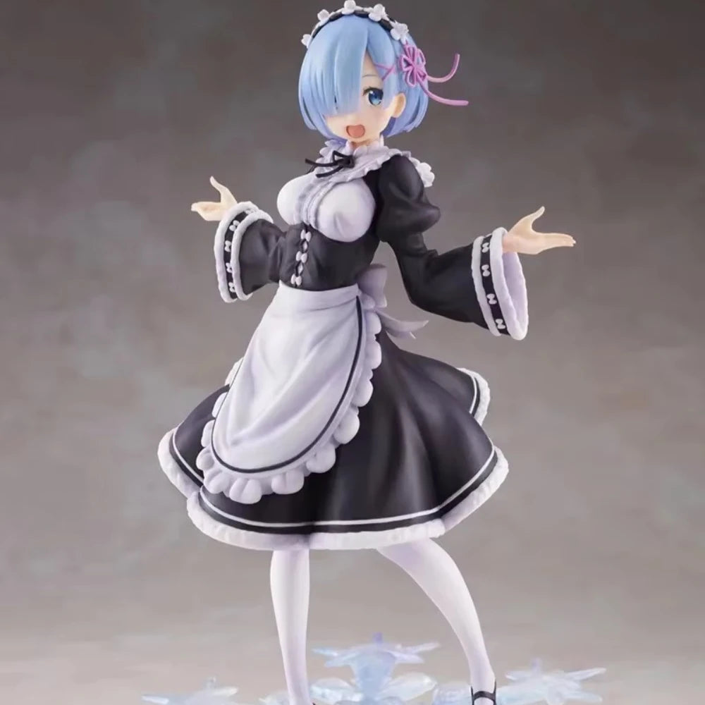 In Stock TAITO Original Anime Figure 27cm Re:Life In a Different World From Zero Rem Winter Maid Desktop Model Toy Gifts