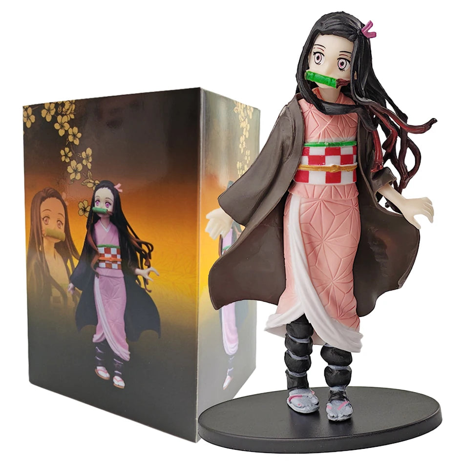 Demon Slayer Anime Action Figure - Kamado Tanjirou with Agatsuma Zenitsu And Nezuko PVC Model Toys Kimetsu No Yaiba Warriors