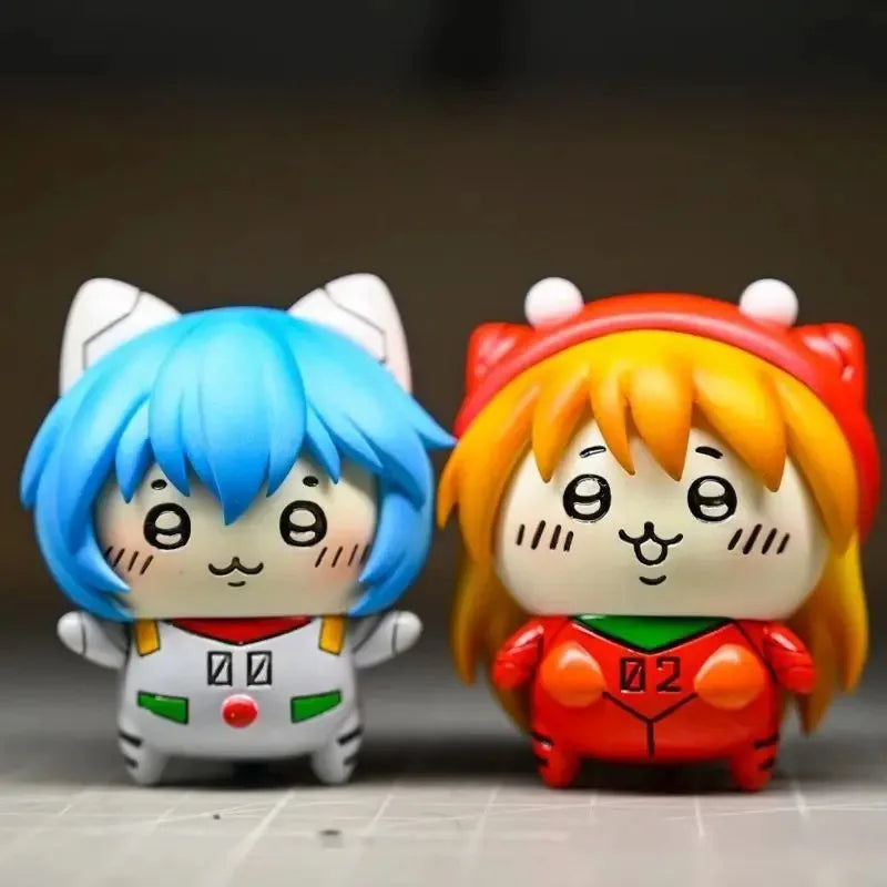Evangelion Ayanami Rei Asuka Action Figures Usagi Hachiware Anime Model Figures Cartoon Creative Desktop Ornaments Toys Gift