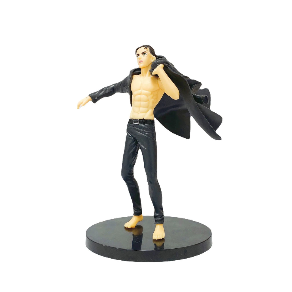 Anime Eren Jaeger Figure Final Season Black Cloak Dress Up Model Toy Anime PVC Action 185mm Figurine Toys Action Figure